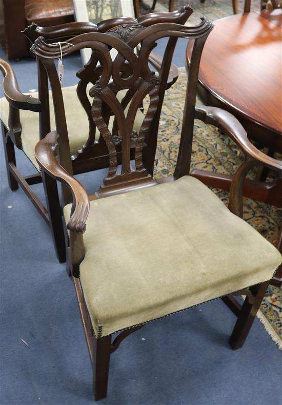 A set of six Chippendale style dining chairs